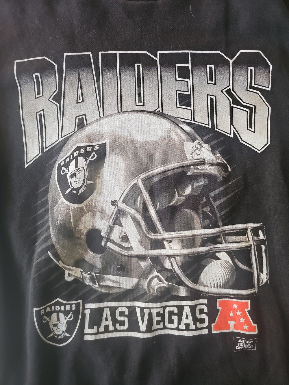NFL Las Vegas Raiders Black Sweatshirt with Silver Helmet Graphic